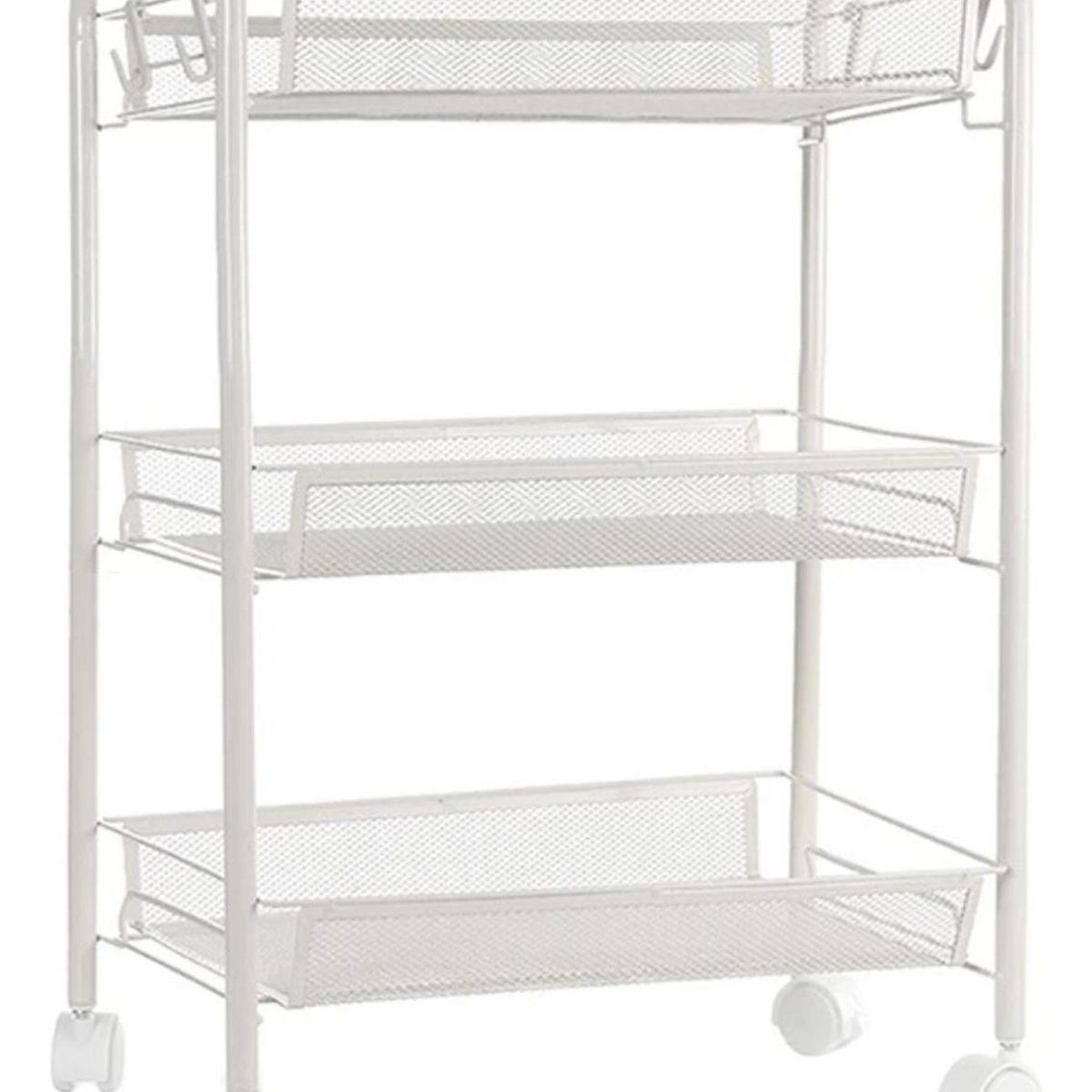 IMPORTCLICK - Organizador Repisa 3 Niveles Ruedas Metal Blanco 63x27x45 CM IMPORTCLICK