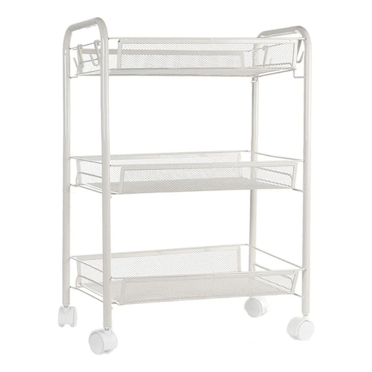 IMPORTCLICK - Organizador Repisa 3 Niveles Ruedas Metal Blanco 63x27x45 CM IMPORTCLICK