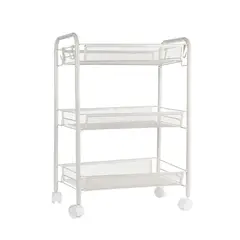 IMPORTCLICK - Organizador Repisa 3 Niveles Ruedas Metal Blanco 63x27x45 CM