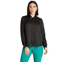Blusa Negro Manga Larga Cuello V