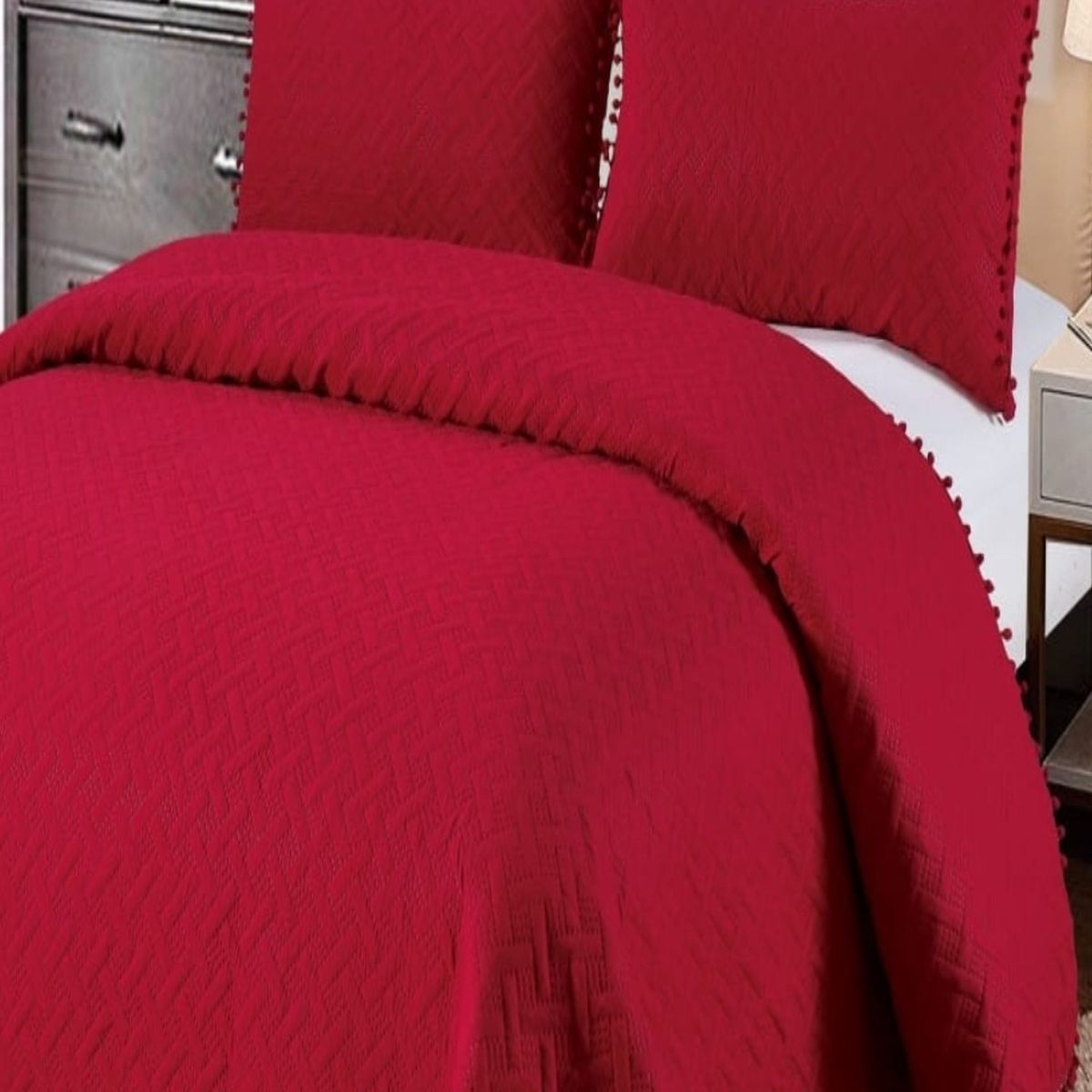 GENERICO - Cubrecama De Verano Con Pompones - Fresco y Elegantes 15P