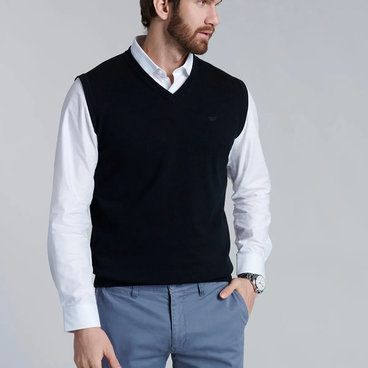 FEROUCH - Sweater Smart Casual Sleeve Negro Ferouch