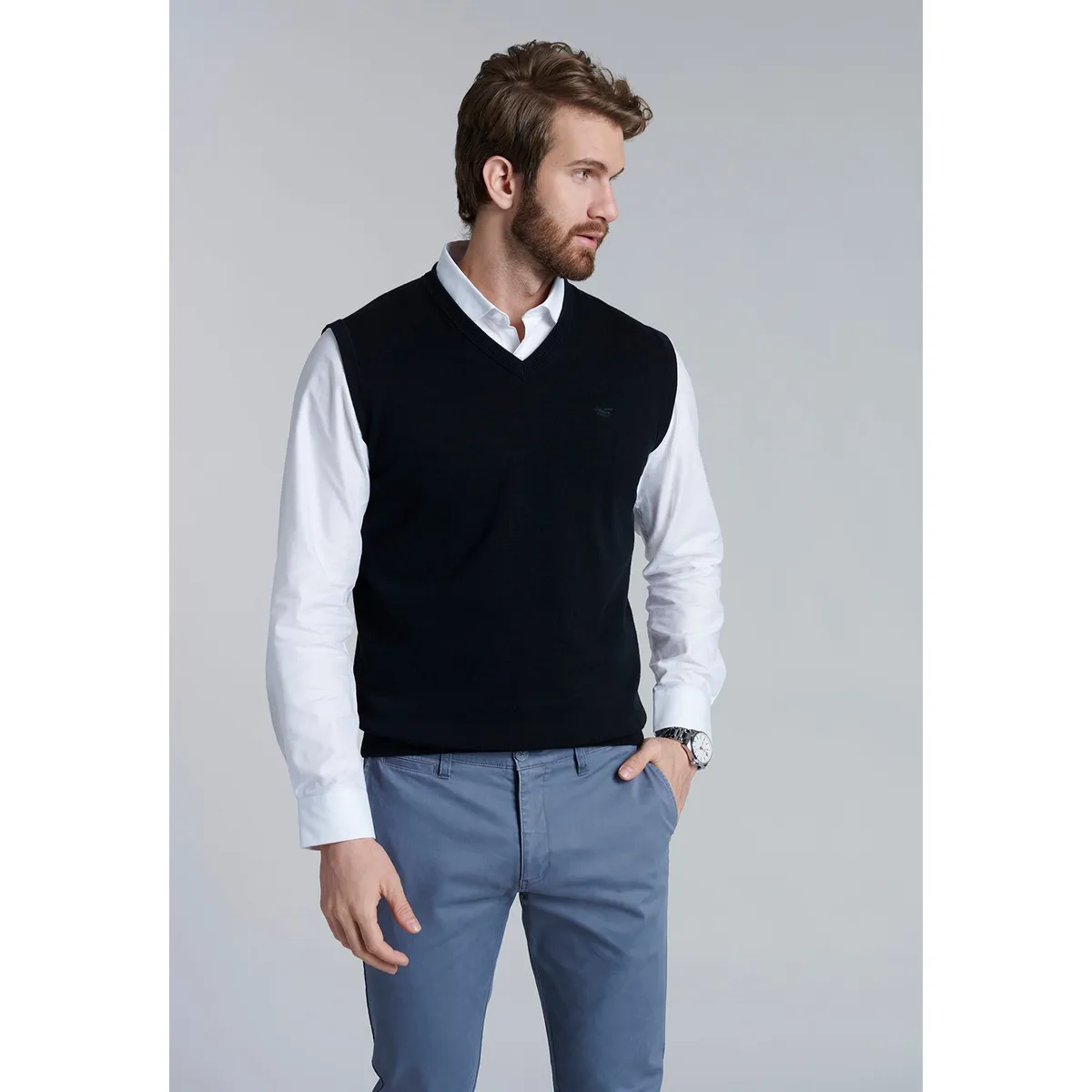 FEROUCH - Sweater Smart Casual Sleeve Negro Ferouch