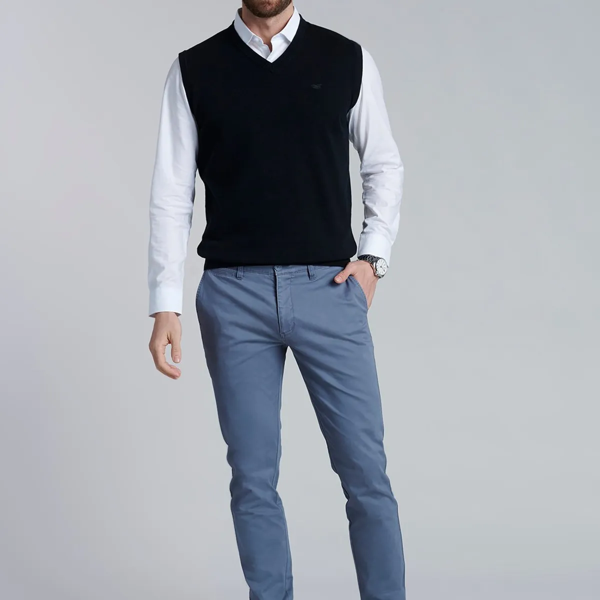 FEROUCH - Sweater Smart Casual Sleeve Negro Ferouch