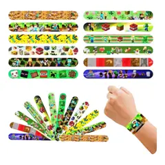 GENERICO - Pack pulseras slap sorpresas de cumpleaños minecraf
