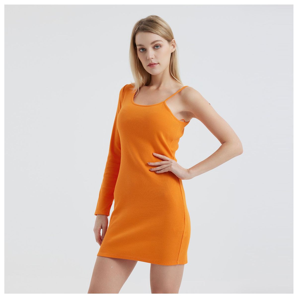 FASHION'S PARK - Vestido Mujer Rib Asimetrico Camel Fashion's Park