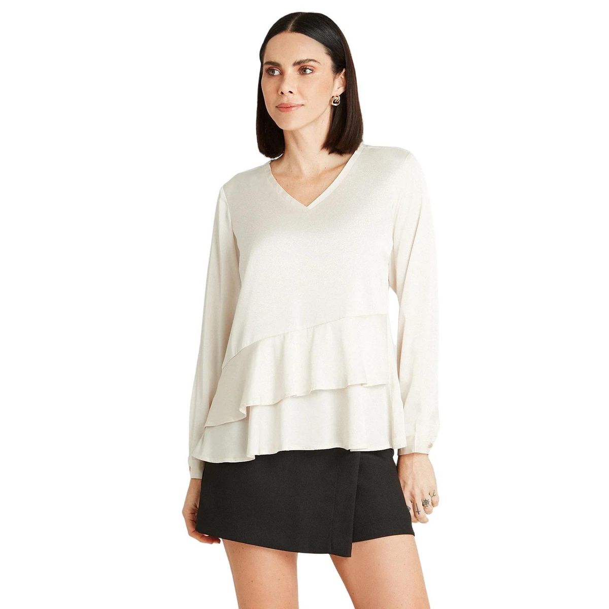 LORENZO DI PONTTI - Blusa Arena Manga Larga Cuello V