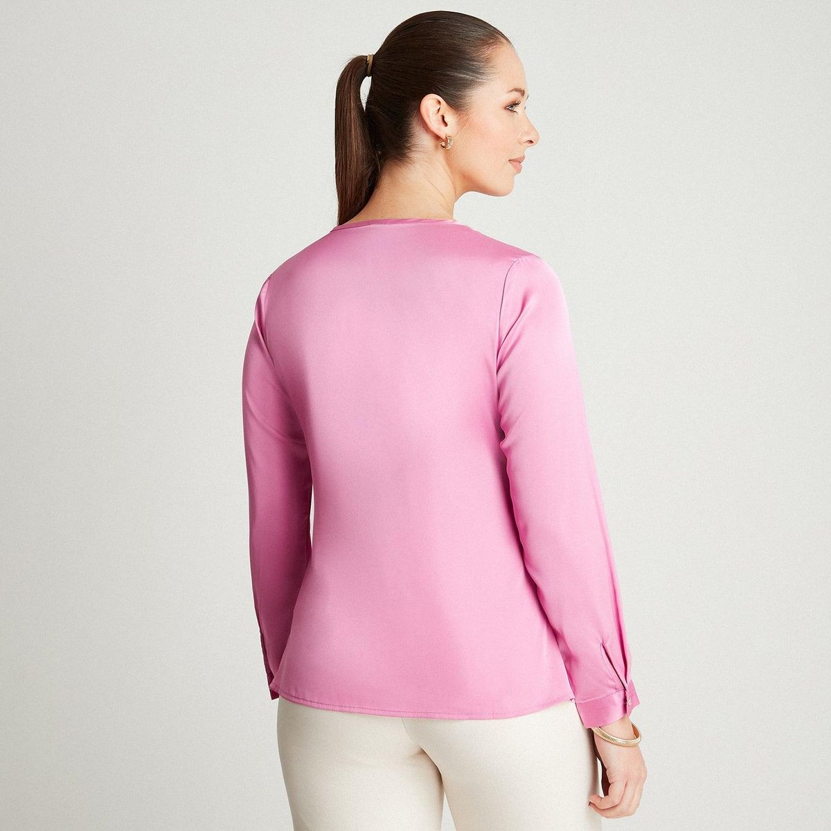 LORENZO DI PONTTI - Blusa Rosado Manga Larga Cuello V LORENZO DI PONTTI