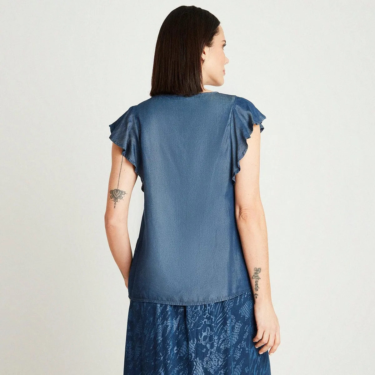 LORENZO DI PONTTI - Blusa Azul Oscuro Manga Corta Cuello V LORENZO DI PONTTI