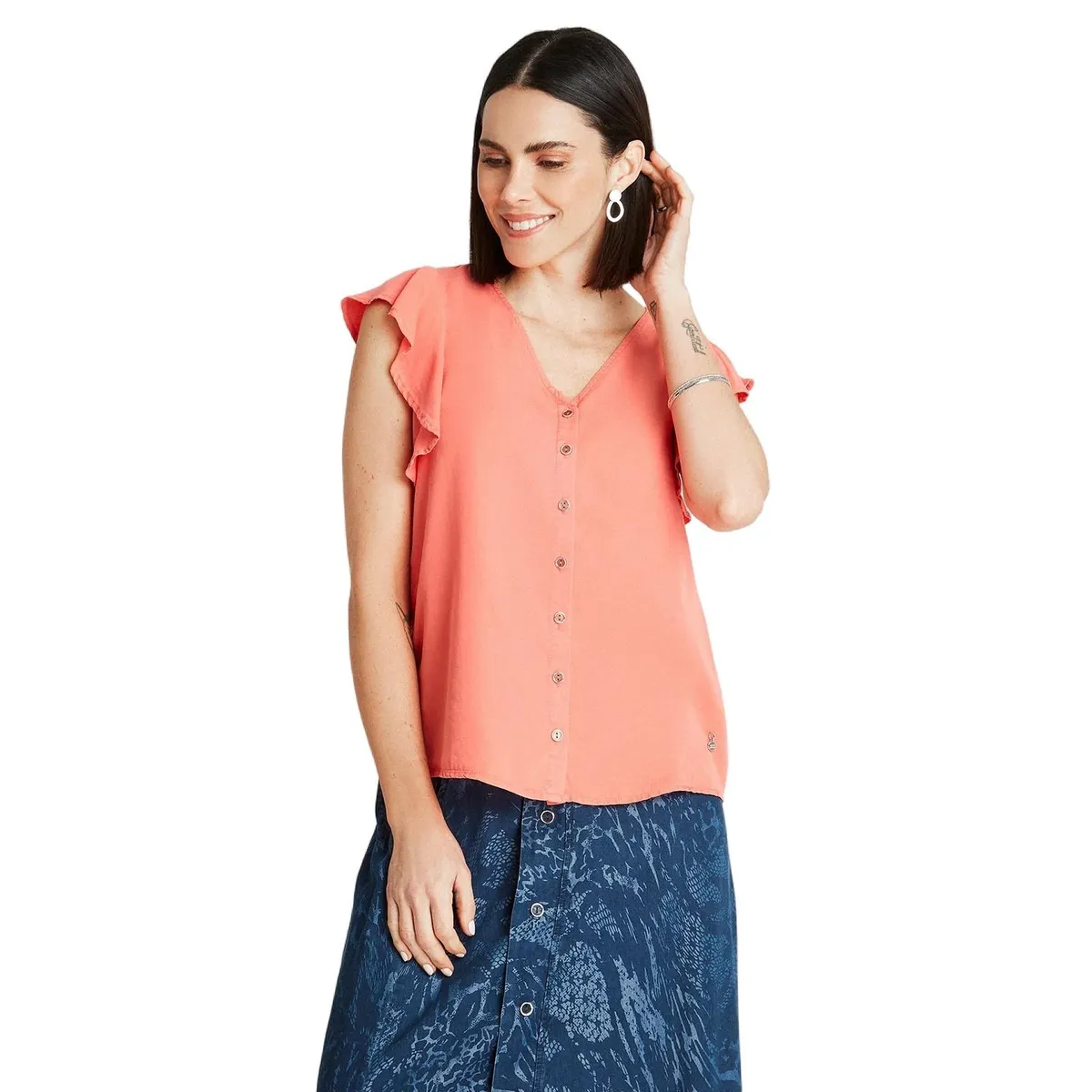 LORENZO DI PONTTI - Blusa Coral Manga Corta Cuello V LORENZO DI PONTTI