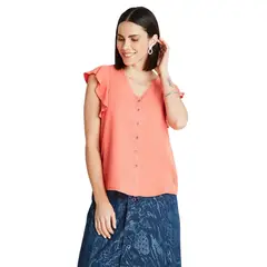 LORENZO DI PONTTI - Blusa Coral Manga Corta Cuello V