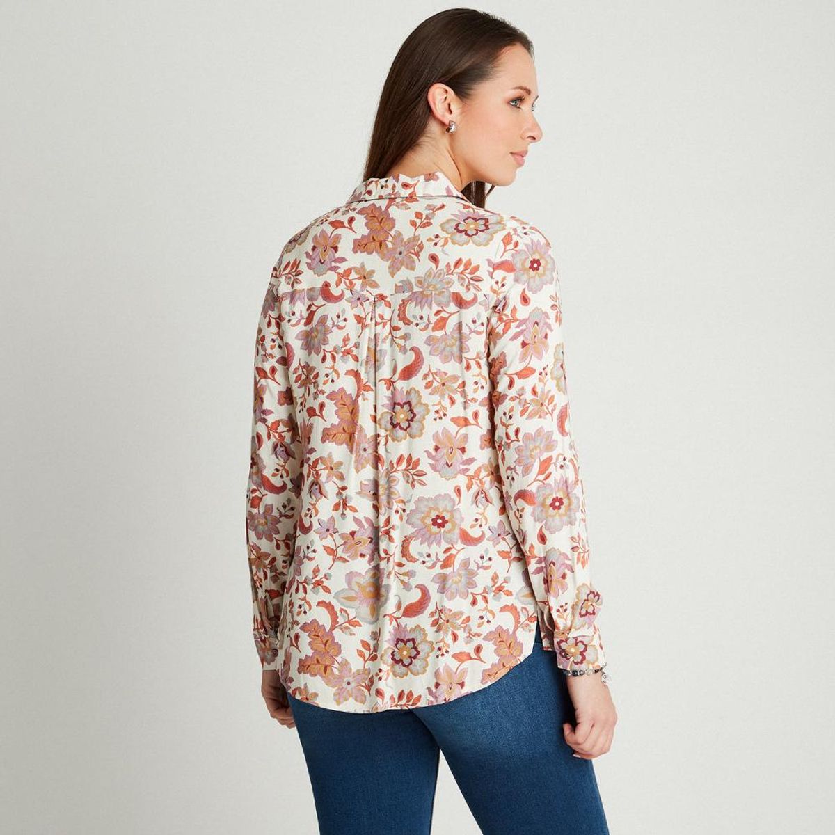 CURVI - Blusa Lila Manga Larga Estampada CURVI