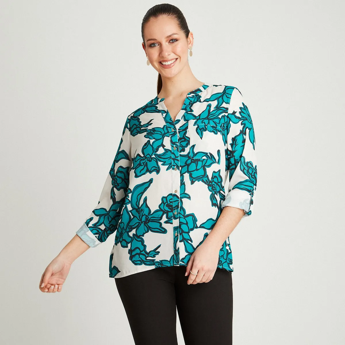 LORENZO DI PONTTI - Blusón Abotonado Turquesa LORENZO DI PONTTI