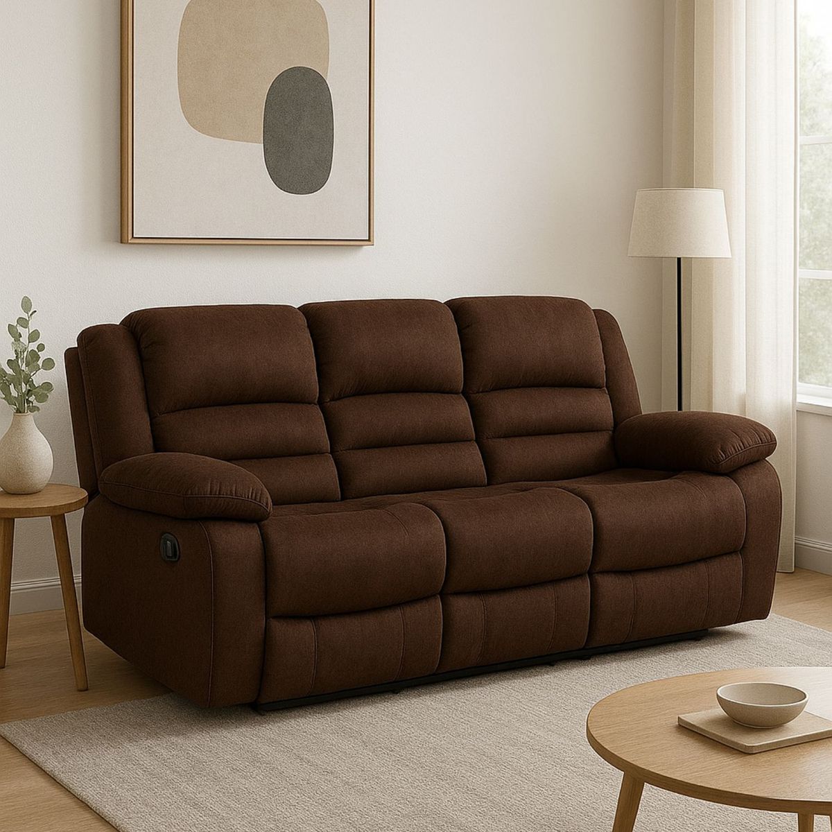 DANIELS - Sofa 3 Cuerpos Reclinable Martell Marrón Daniels 98060s