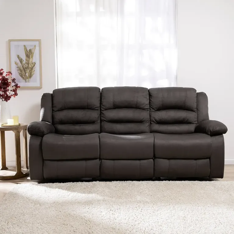 Sofa Gris 3 cuerpos Terciopelo 210x100 Reclinable Martell