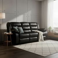 Sofa 3 Cuerpos Reclinable Portavasos Negro Moderno Roma