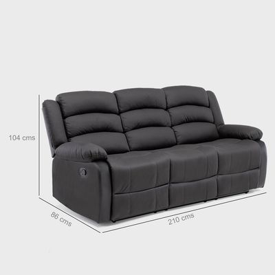 Imagen 2 del producto Sofa 3 Cuerpos Reclinable Portavasos Negro Moderno Roma