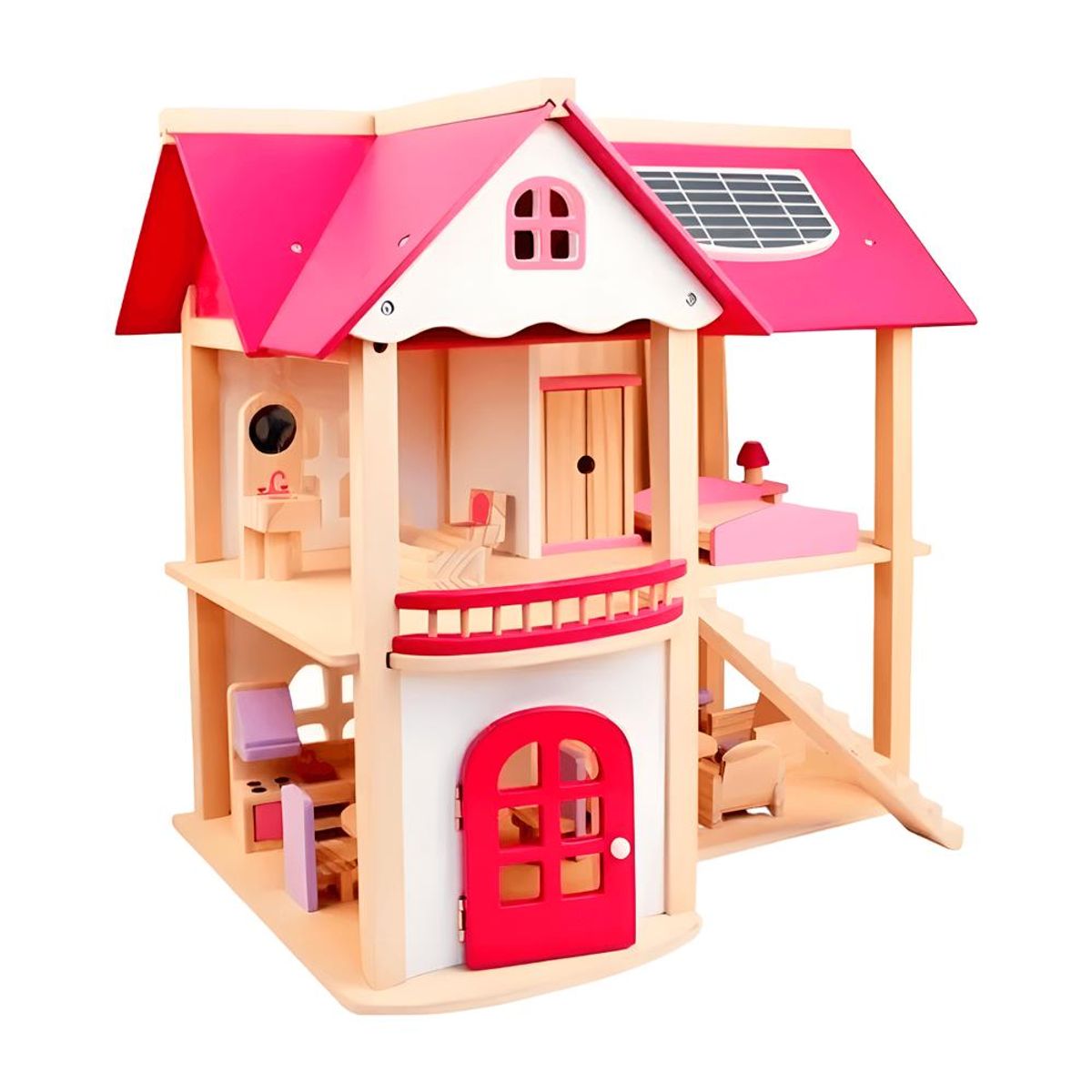 GENERICO - Casa De Madera Grande Para Muñecas Con Accesorio