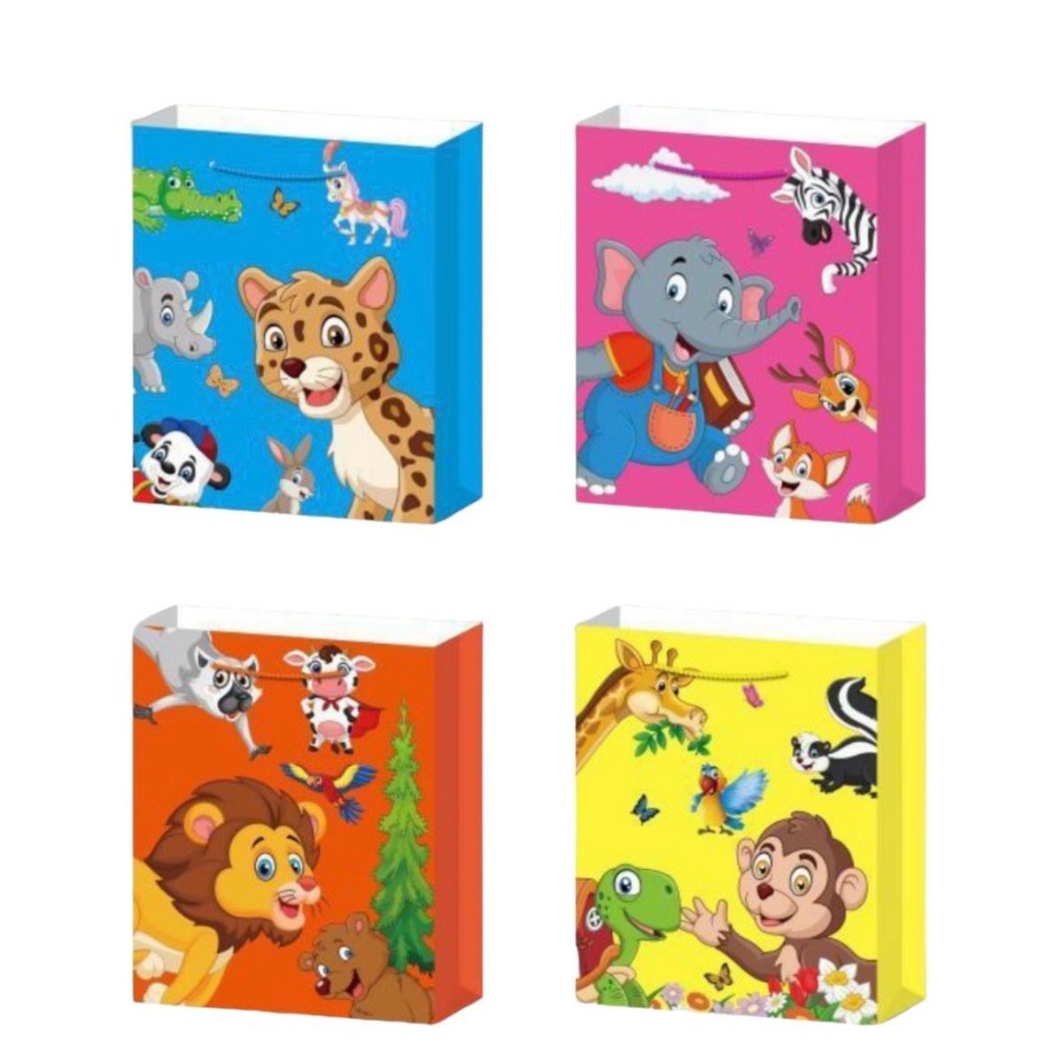 GENERICO - Pack 12 Bolsa De Regalo Animales Niños 18x23cm