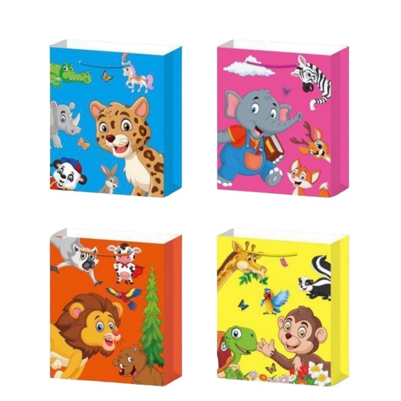 GENERICO - Pack 12 Bolsa De Regalo Animales Niños 18x23cm