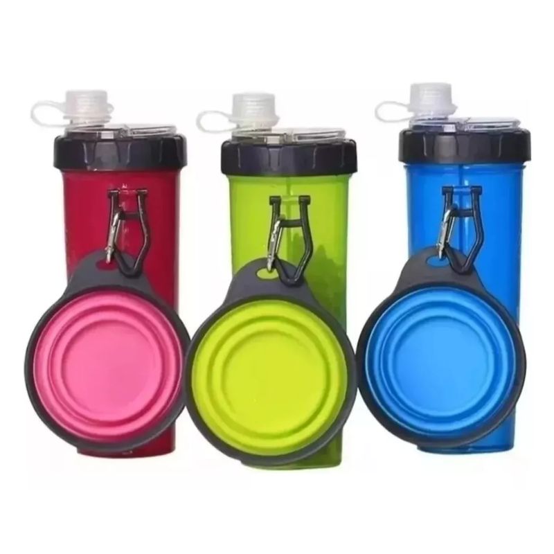 GENERICO - Botella 2 En 1 Portátil De Agua Y Alimento Con Plato Perro