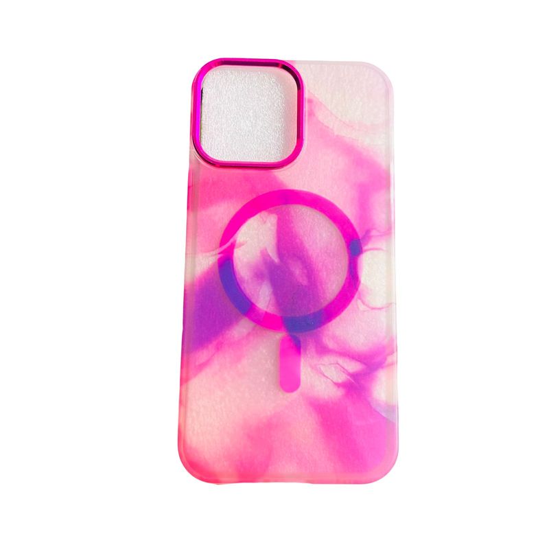 GENERICO - Carcasa para iPhone 13 Pro Max Acuarela - Fucsia