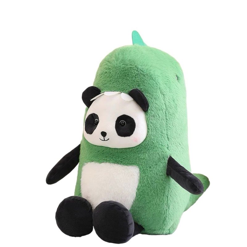 GENERICO - Peluche Panda Enojado Disfrazado De Dinosaurio 35 Cm Color Verde