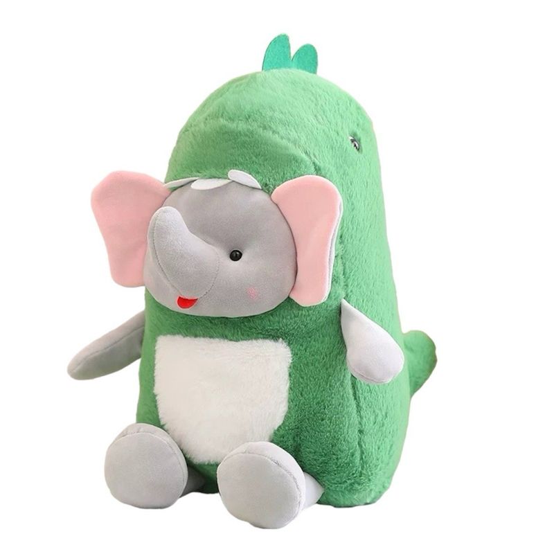 GENERICO - Peluche Elefante Enojado Disfrazado De Dinosaurio 35 Cm Color Verde