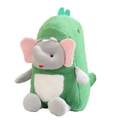 GENERICO - Peluche Elefante Enojado Disfrazado De Dinosaurio 35 Cm Color Verde