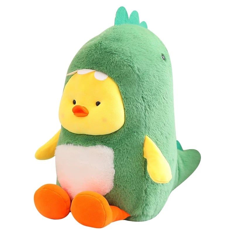 GENERICO - Peluche Patito Enojado Disfrazado De Dinosaurio 35 Cm Color Verde