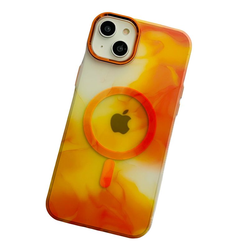 GENERICO - Carcasa para iPhone 14 Plus Acuarela - Naranja