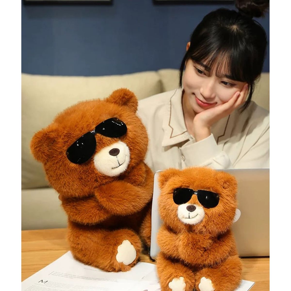 GENERICO - muñeco de peluche oso gafas de sol Kawaii  23cm