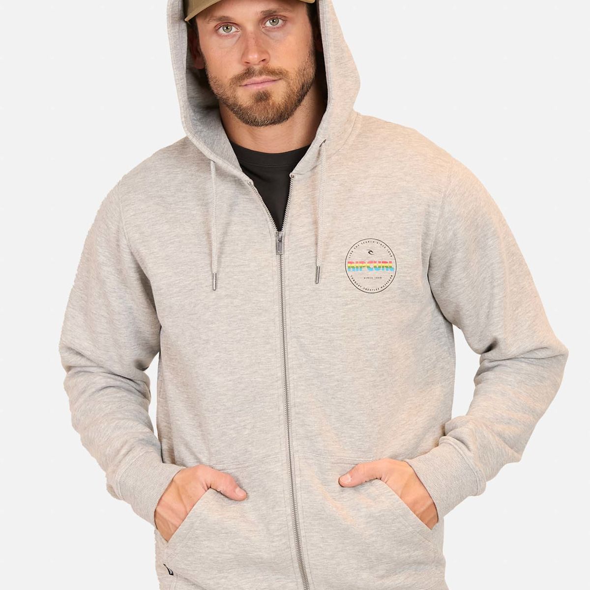 RIP CURL - Poleron FZ Retro Flag Gris Hombre Rip Curl