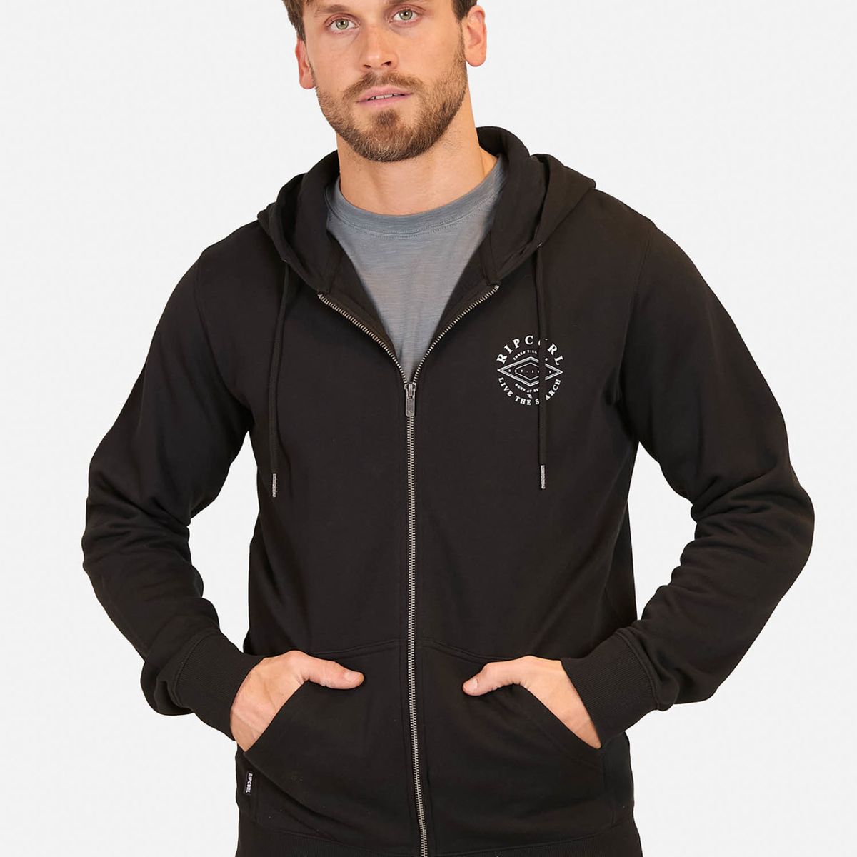 RIP CURL - Poleron FZ Kila Negro Hombre Rip Curl