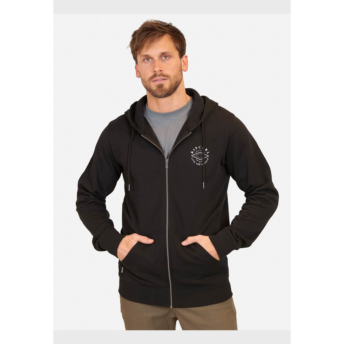 RIP CURL - Poleron FZ Kila Negro Hombre Rip Curl