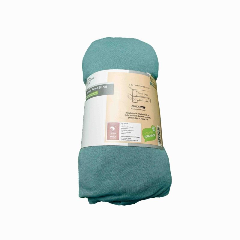 GENERICO - Sábana bajera Jersey  2 plazas color turqueza
