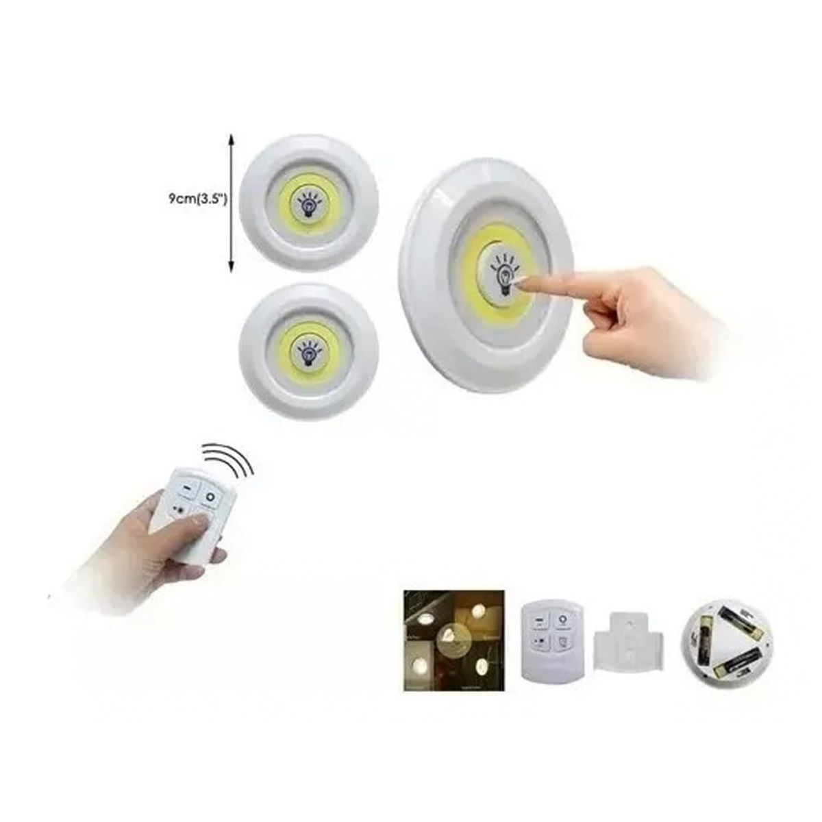 GENERICO - Set 3 Luces Led Inalámbricas Control Remoto 22192