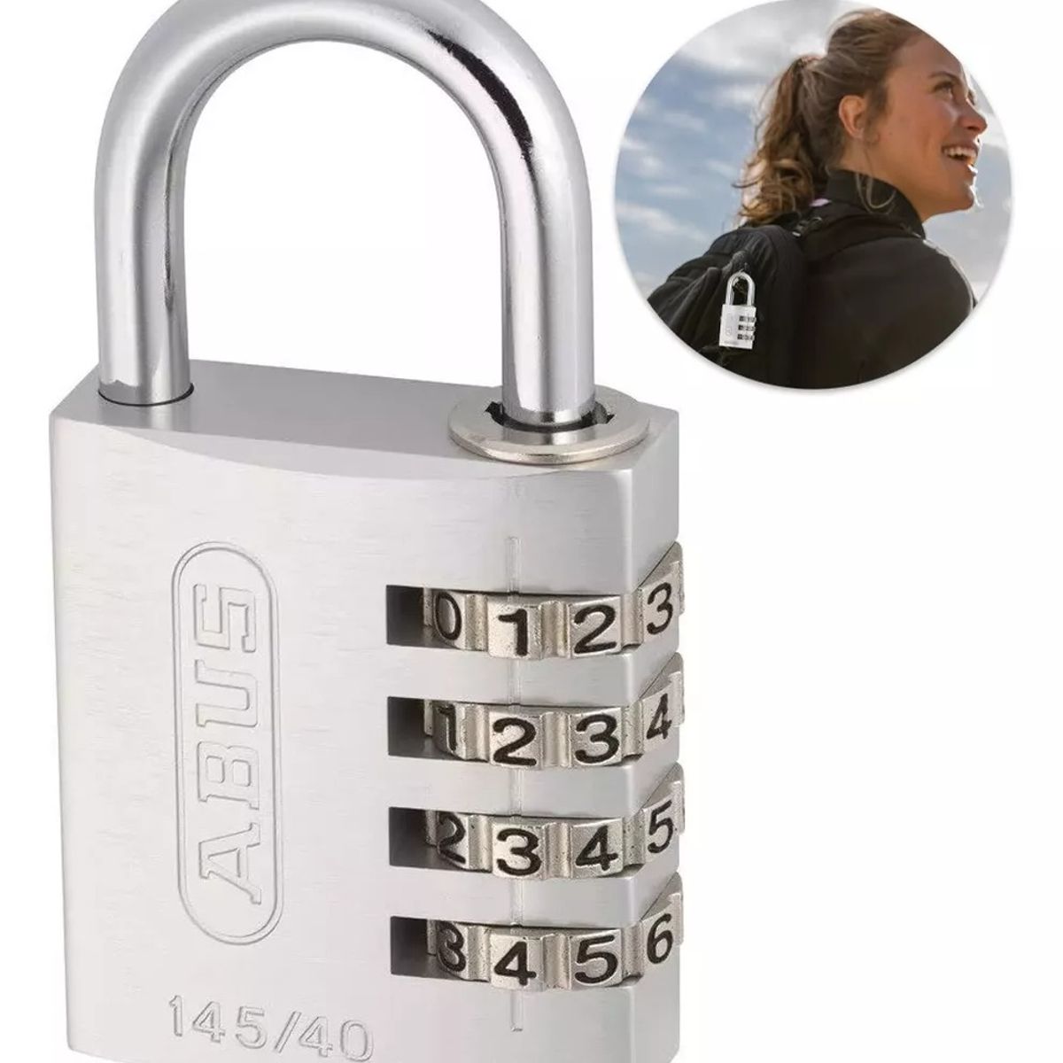 GENERICO - Candado Abus Clave Numerica Aluminio 14540 Reprogramable Gris