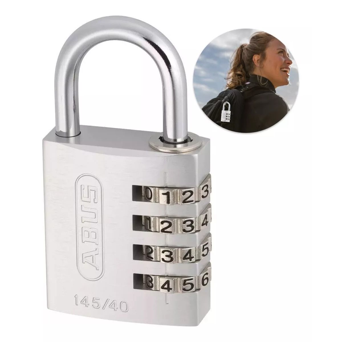 GENERICO - Candado Abus Clave Numerica Aluminio 14540 Reprogramable Gris