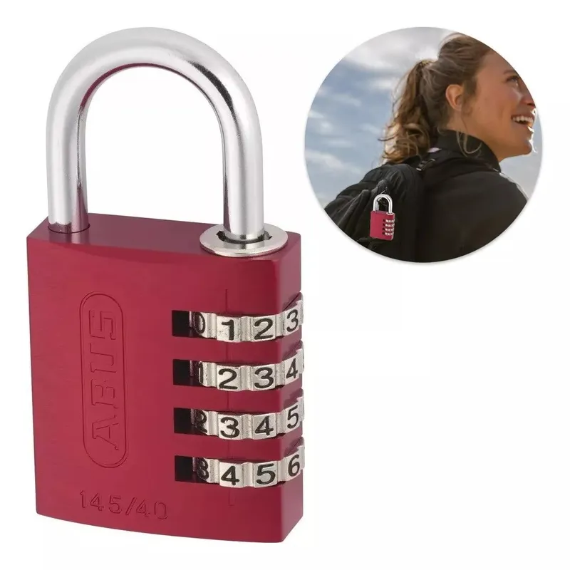 GENERICO - Candado Abus Clave Numerica Aluminio 14540 Reprogramable Rojo