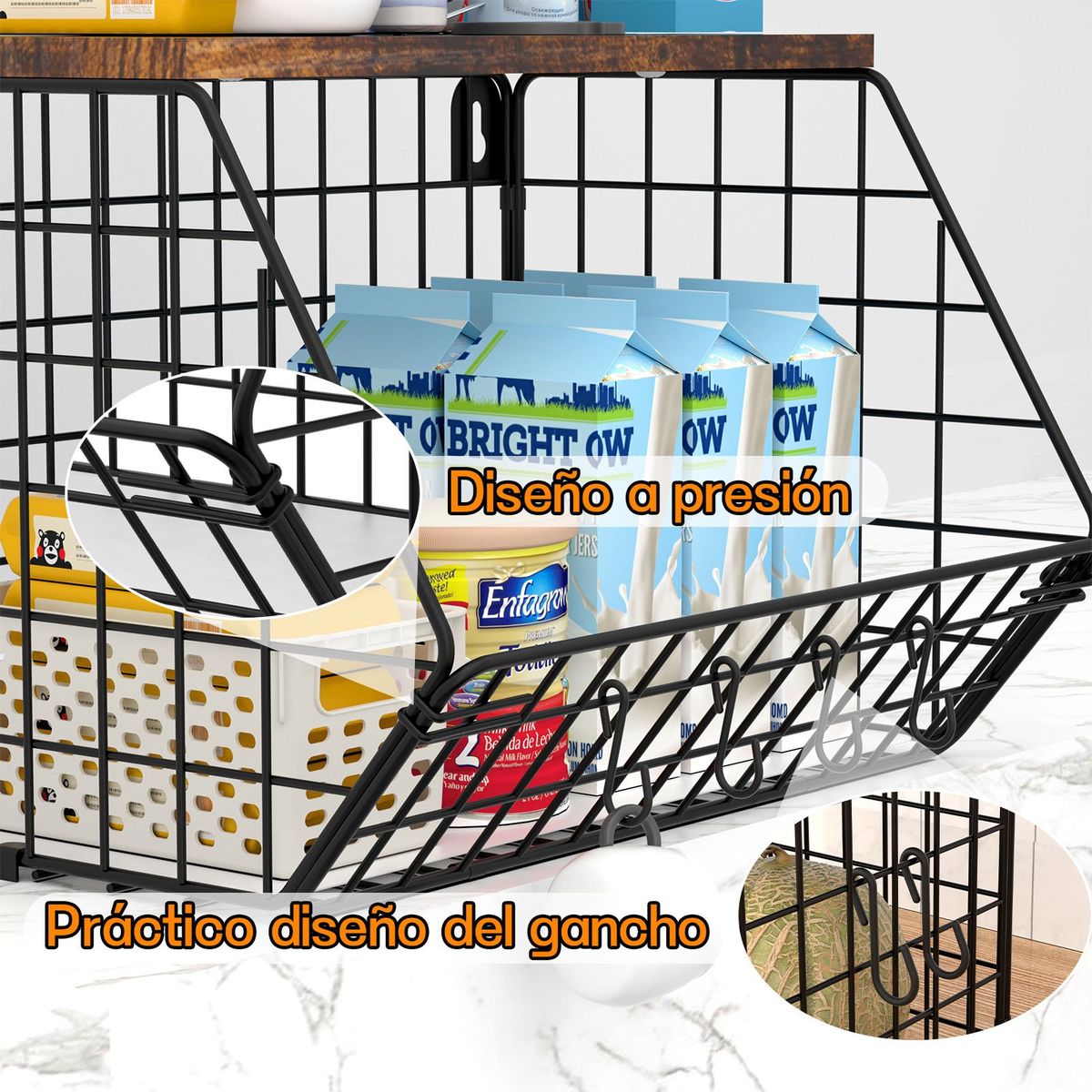 HALMAN - Estanteria Baño Cocina Negra con Tapa de Madera…