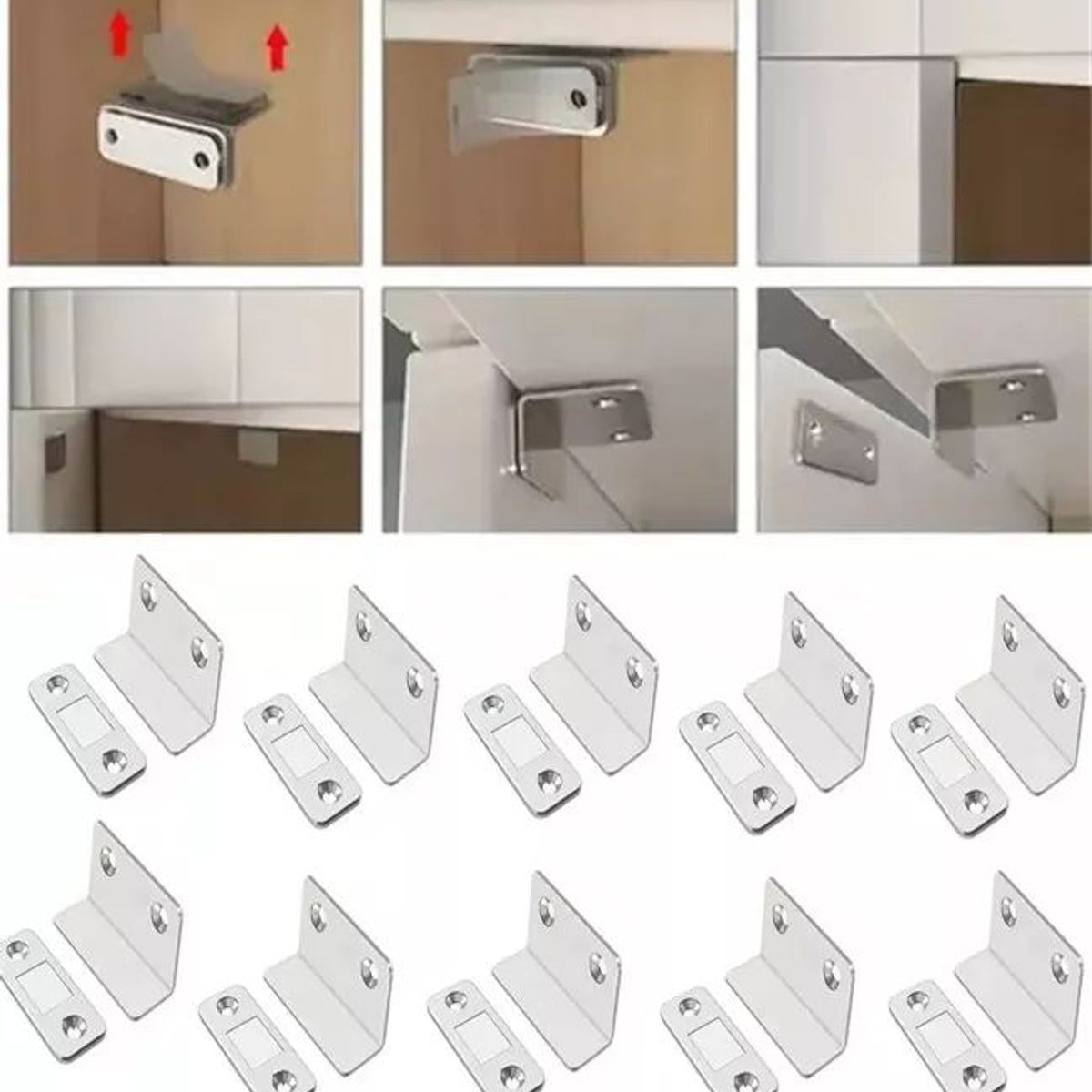 KUANGYE - Pack 10 Cerradura Imán Fuerte Cierre Mueble Cajones Armario