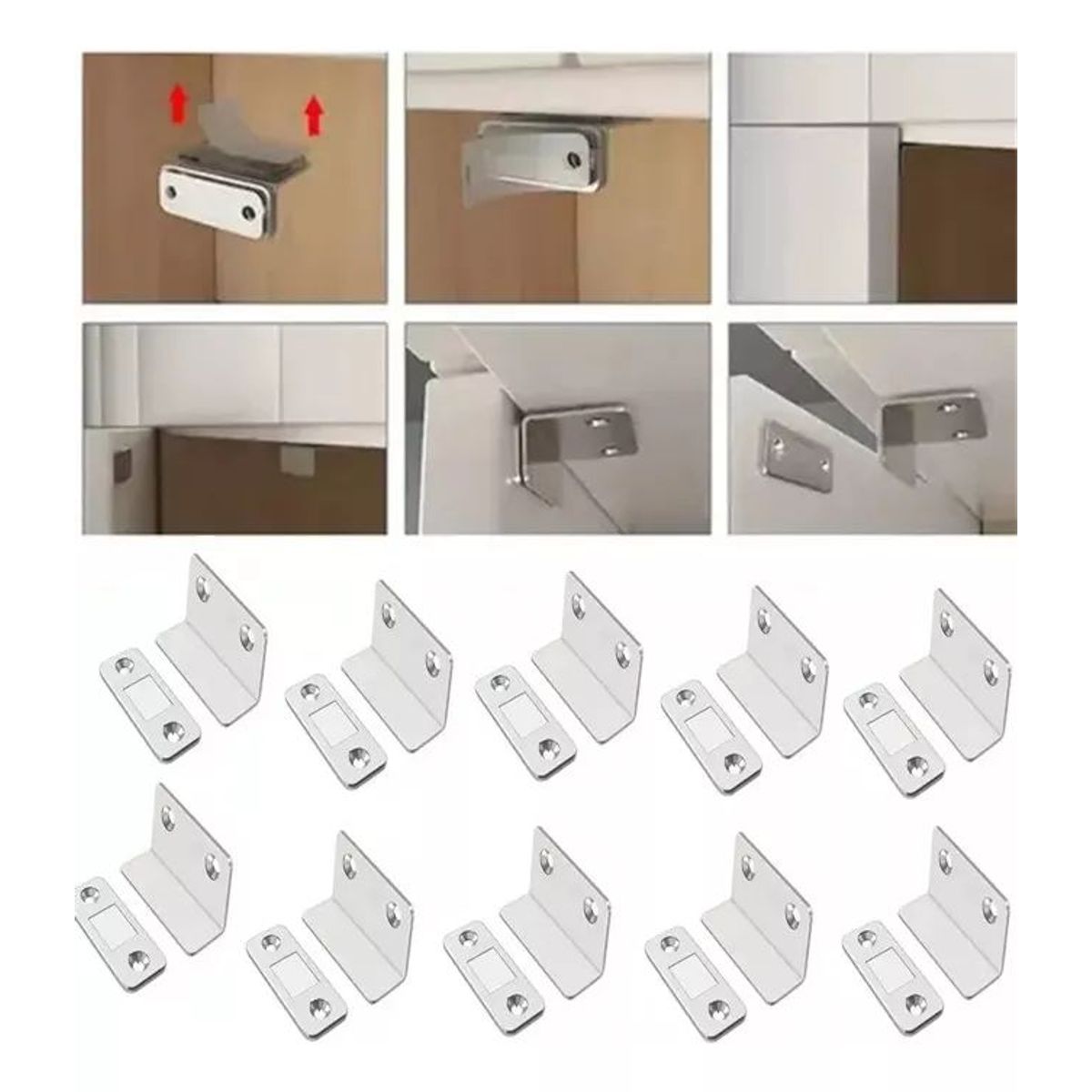KUANGYE - Pack 10 Cerradura Imán Fuerte Cierre Mueble Cajones Armario
