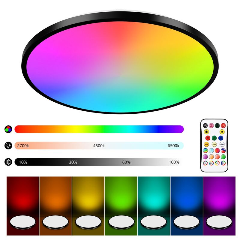 HALMAN - Negro Plafón regulable a todo color RGB-