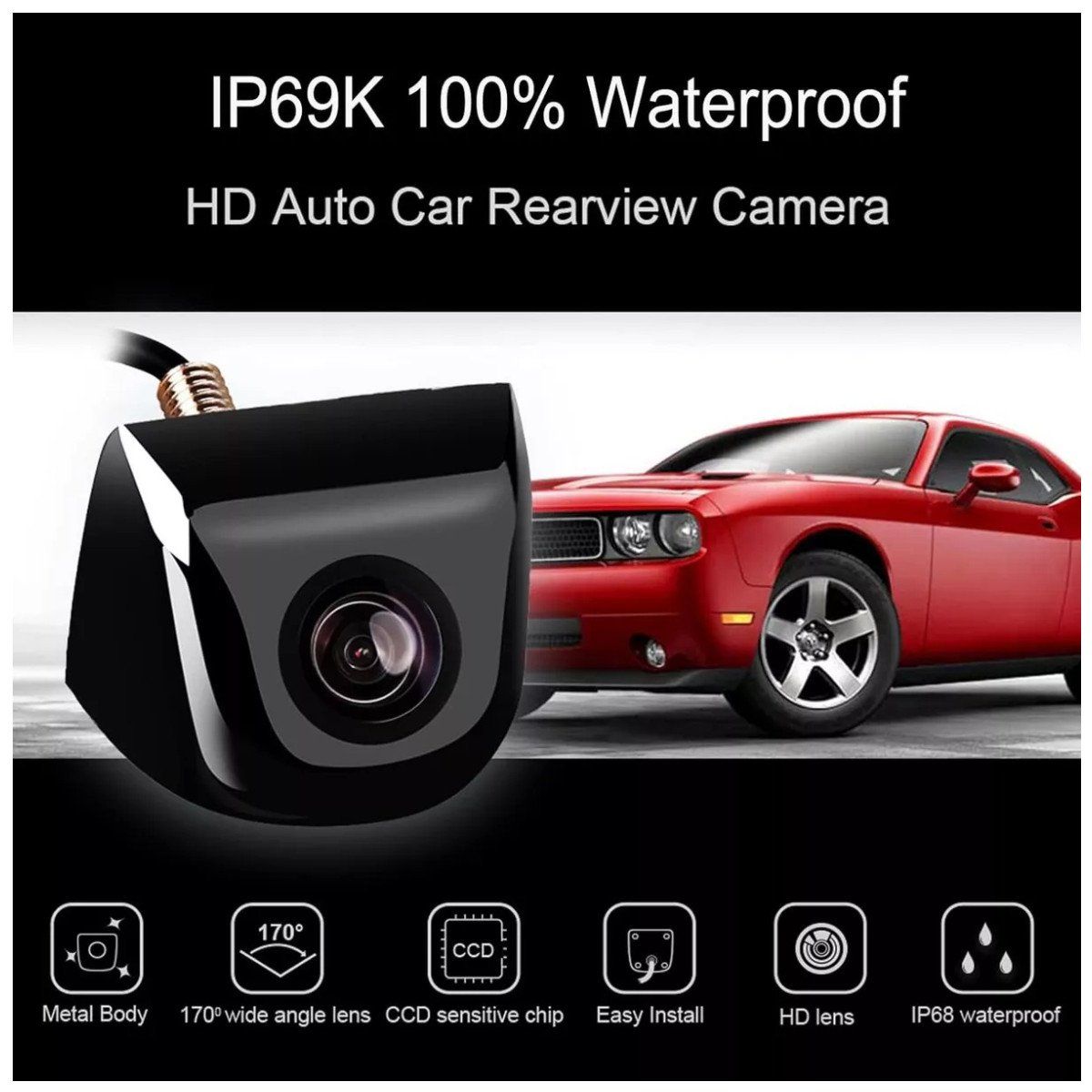 KUANGYE - Cámara De Retroceso HD Para Camioneta Suv Portalon Metálica