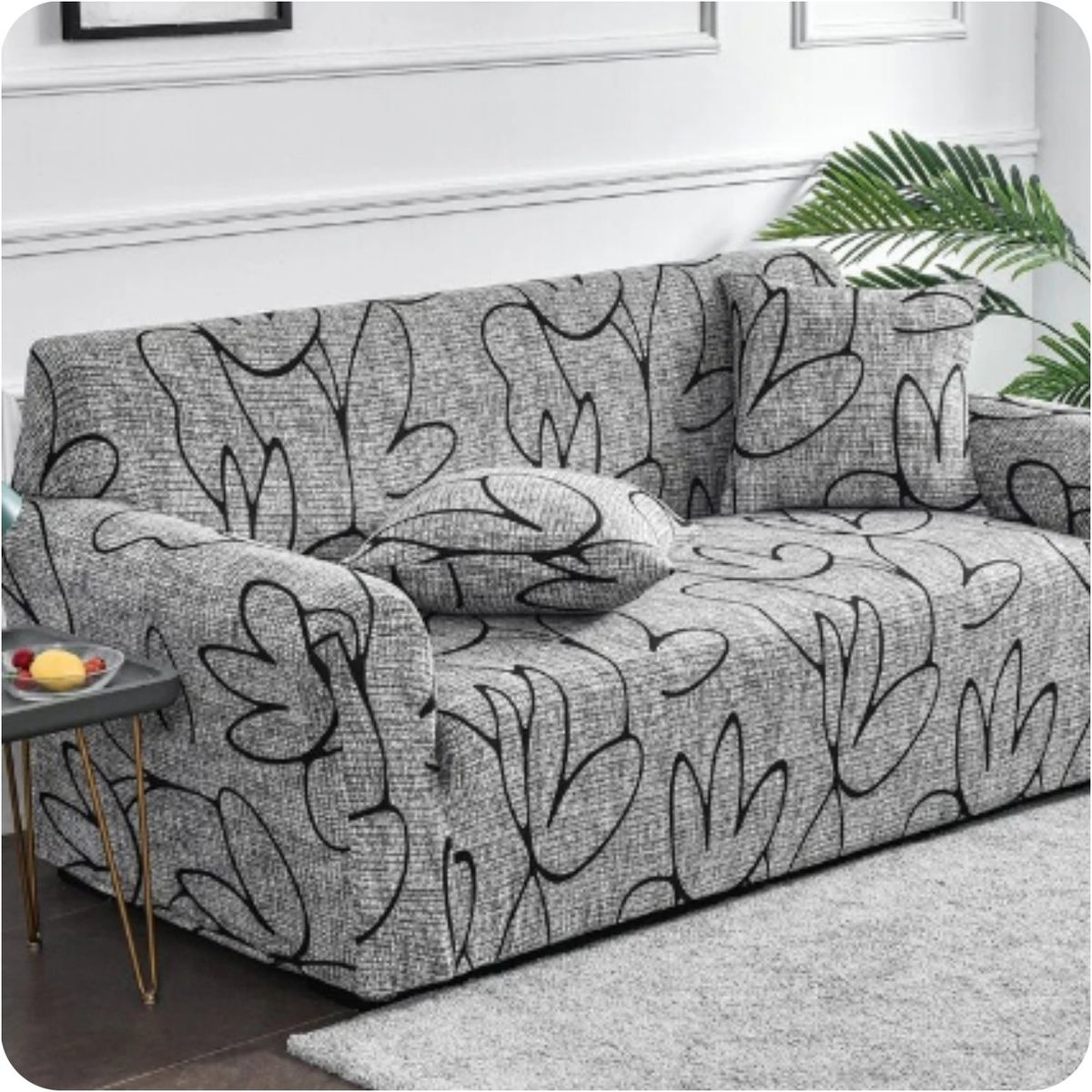 GENERICO - FUNDA PARA SOFA DE 3 CUERPO GRIS CON DISEÑO 180 A 230 CM ELASTICA