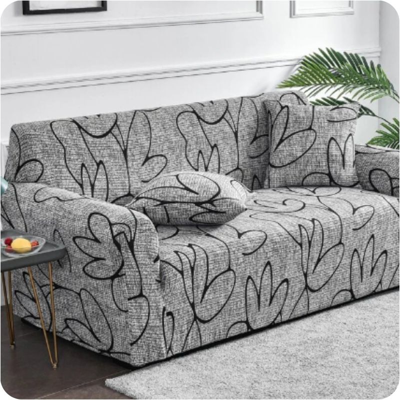 GENERICO - FUNDA PARA SOFA DE 3 CUERPO GRIS CON DISEÑO 180 A 230 CM ELASTICA