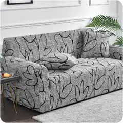 GENERICO - FUNDA PARA SOFA DE 3 CUERPO GRIS CON DISEÑO 180 A 230 CM ELASTICA