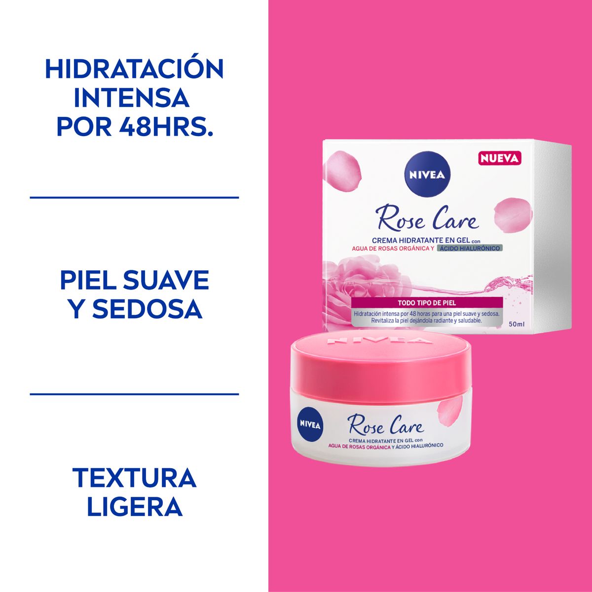 NIVEA - NIVEA Crema Hidratante Facial Rose Care 50 ml