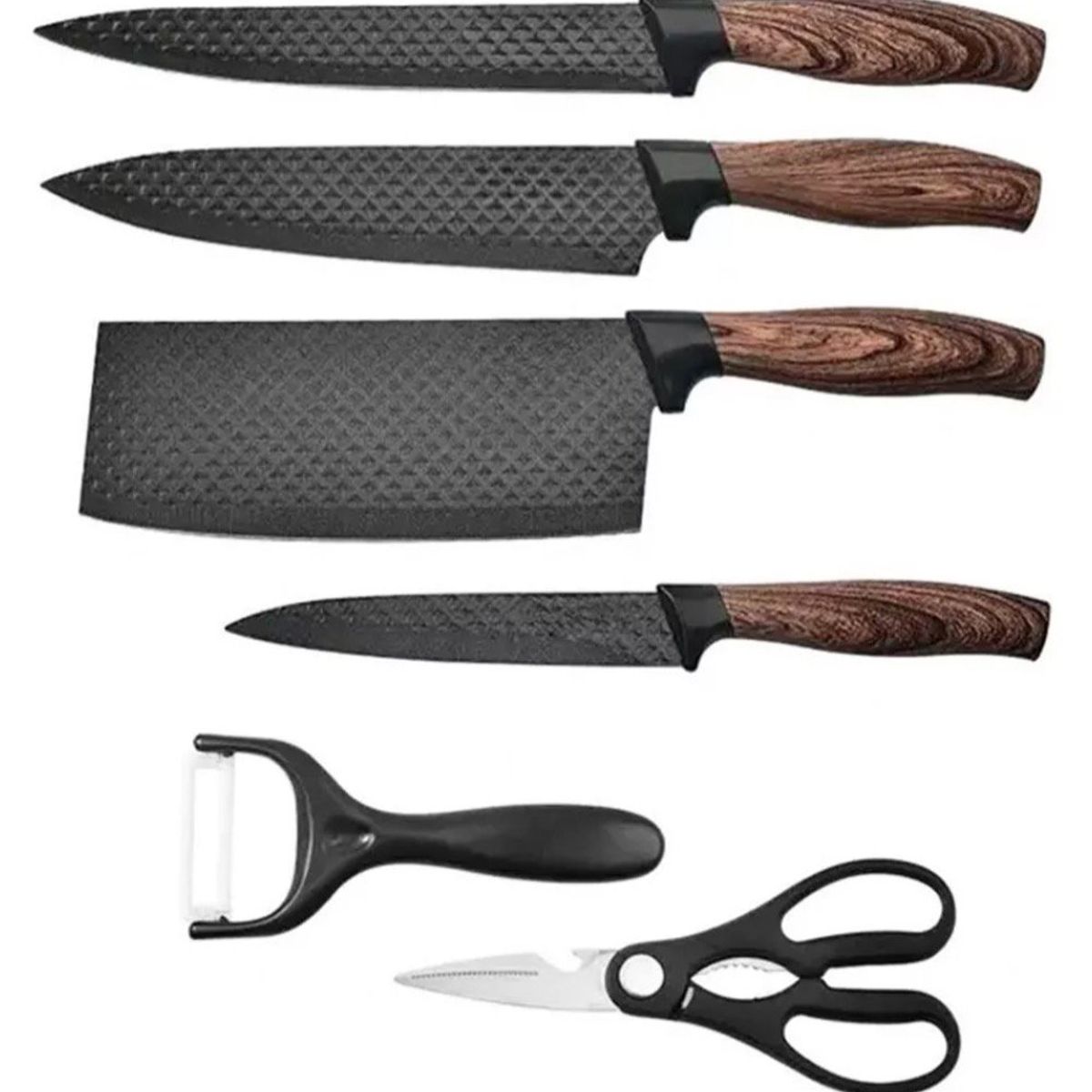 GENERICO - Juego de Cuchillos de Cocina Cleaver y Tijeras  6 Piezas